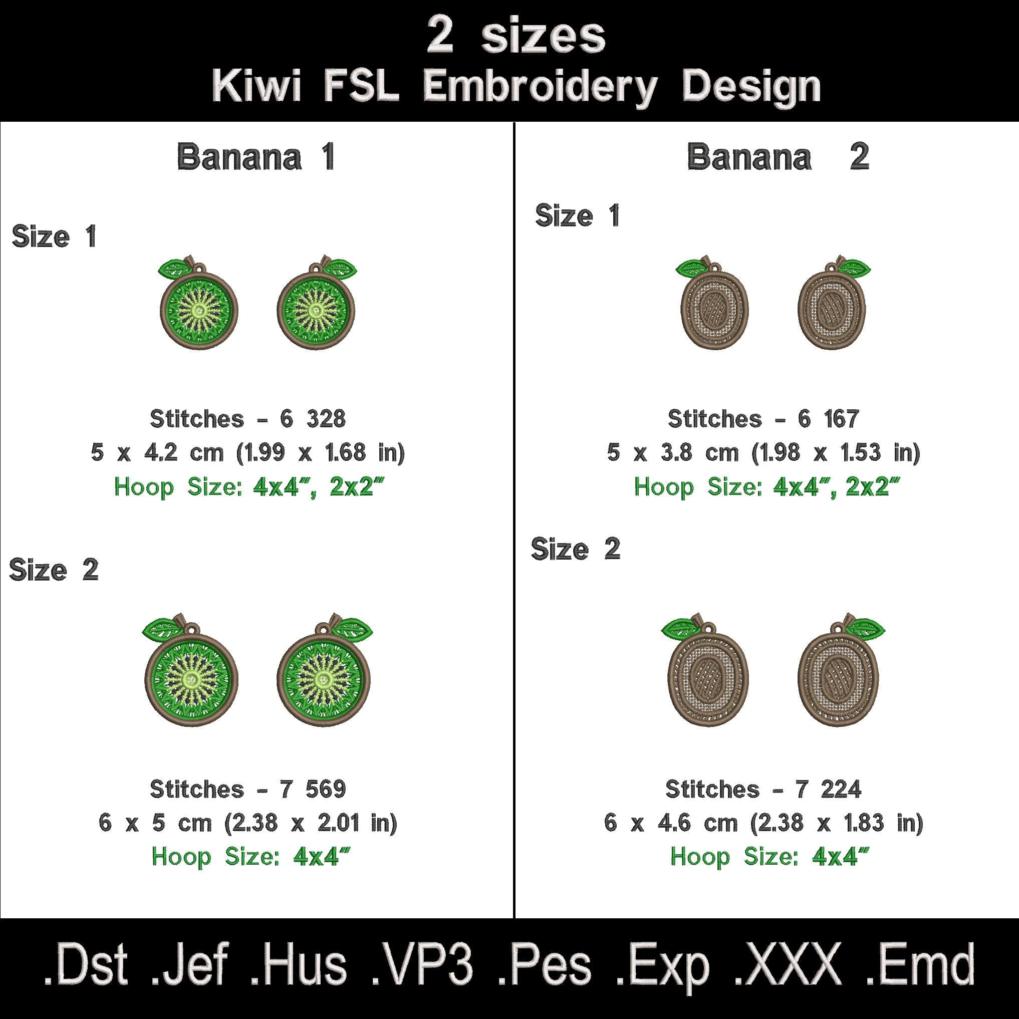 Kiwi FSL Embroidery Design