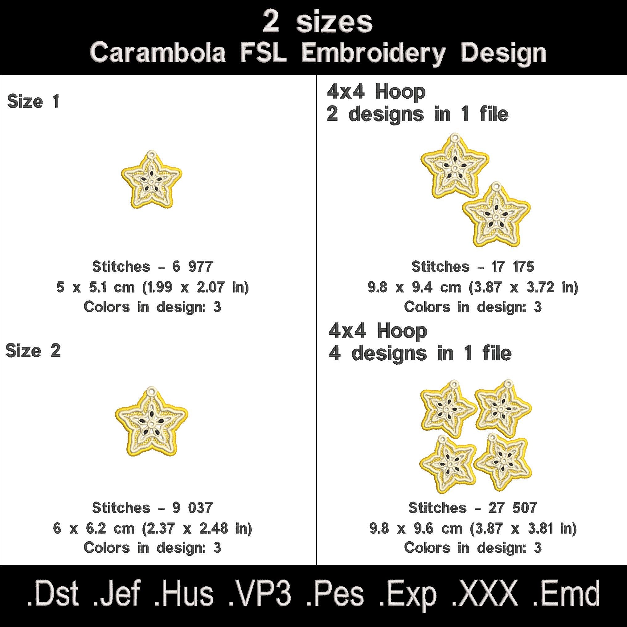 Carambola FSL Embroidery Design