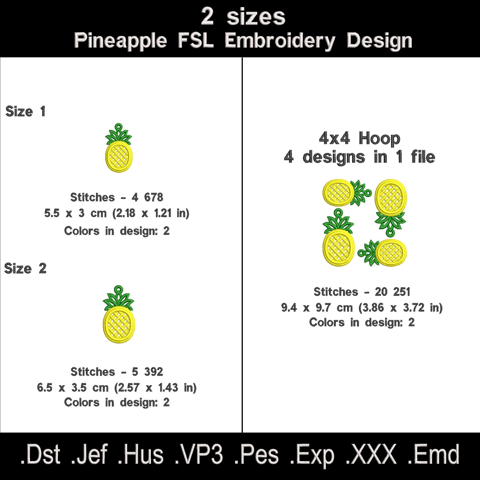Pineapple FSL Embroidery Design