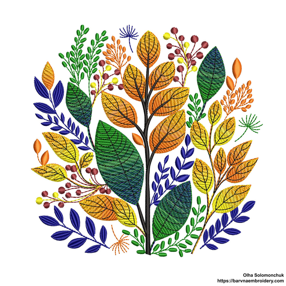 Plant embroidery designs, Leaves embroidery designs for machine, Fall embroidery desigs, Autumn embroidery files, Instant download