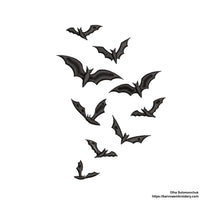 Halloween flying bats embroidery design