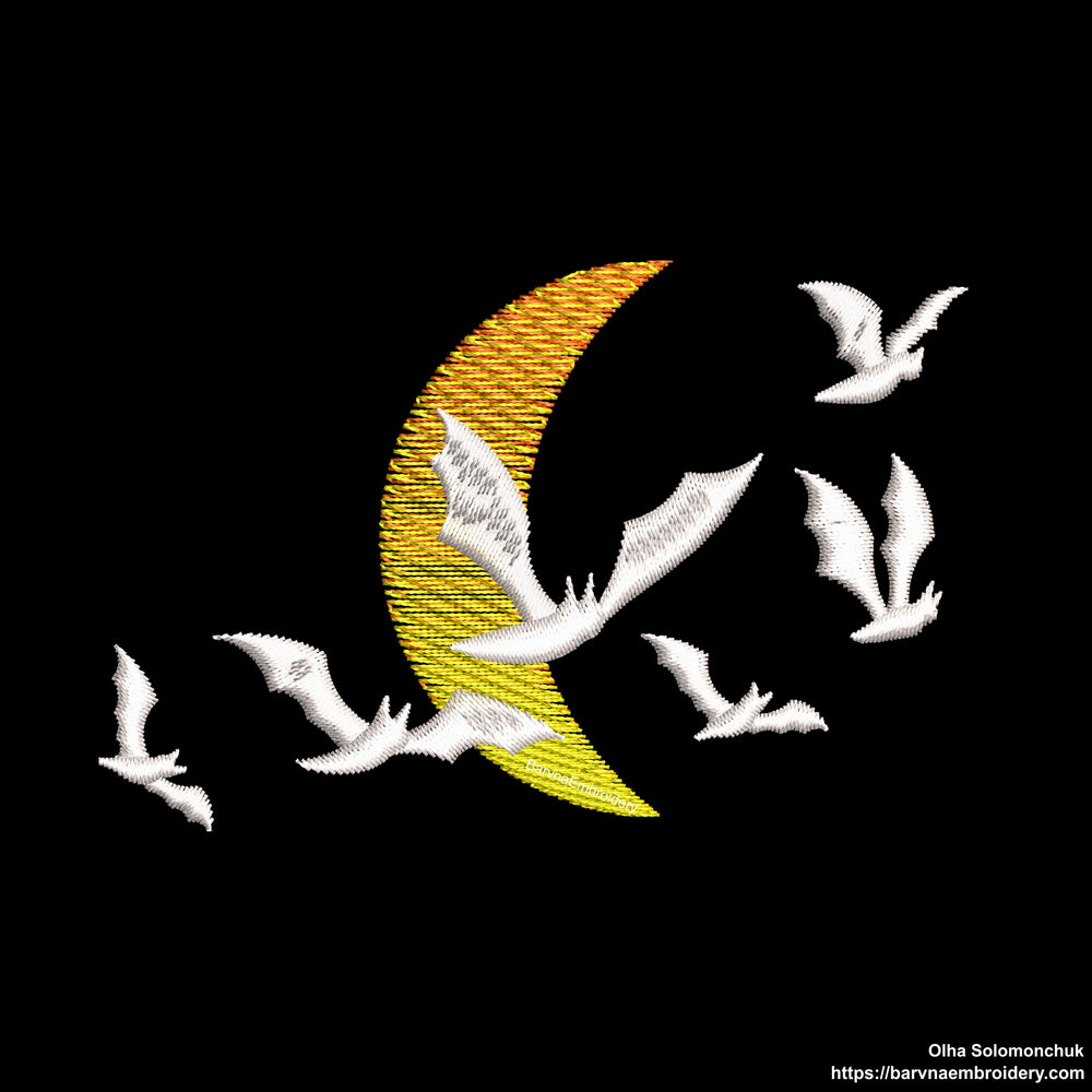 Flying bats Embroidery designs for machine, Halloween embroidery ...