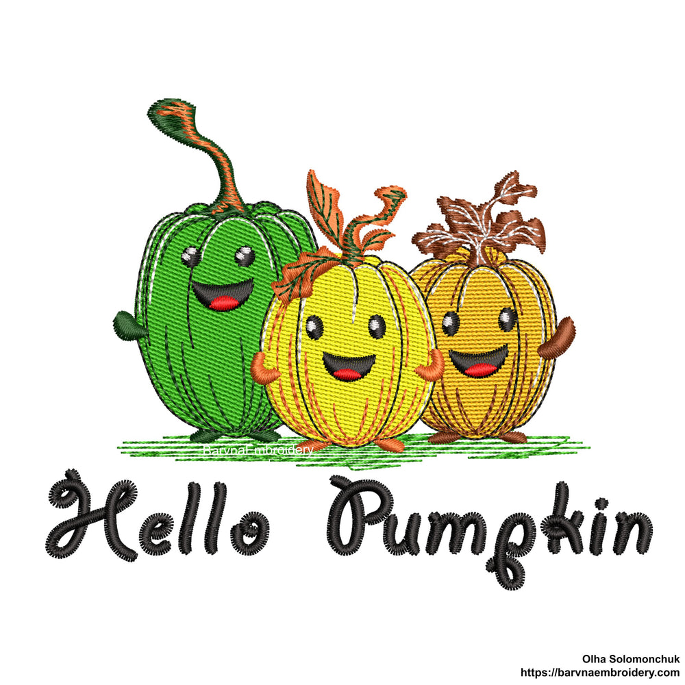 Hello Pumpkin embroidery designs for machine.
