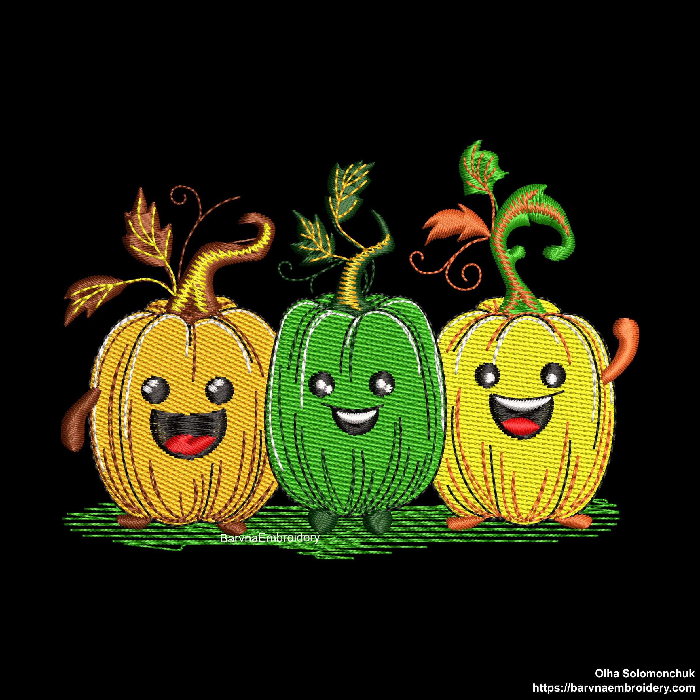 Funny Pumpkin embroidery designs.