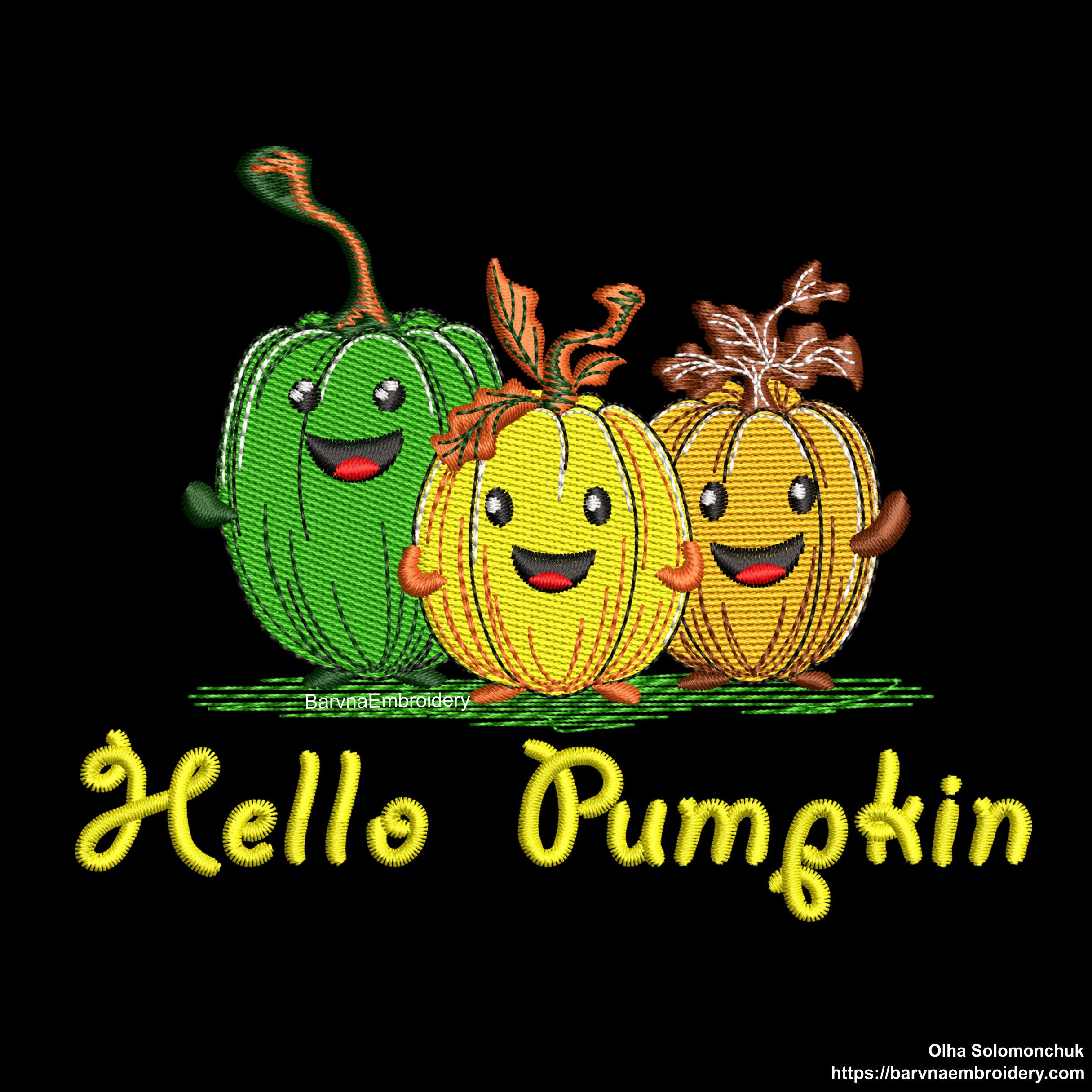 Hello Pumpkin embroidery designs for machine.