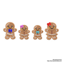 Gingerbread Family Machine Embroidery design, + Patch Gingerbread (Boy and Girl) Christmas embroidery designs.