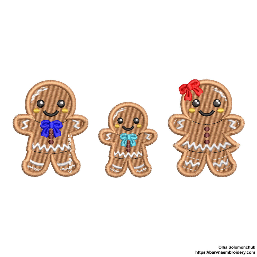 Gingerbread Family Machine Embroidery design, + Patch Gingerbread (Boy and Girl) Christmas embroidery designs. (Copy) (Copy)