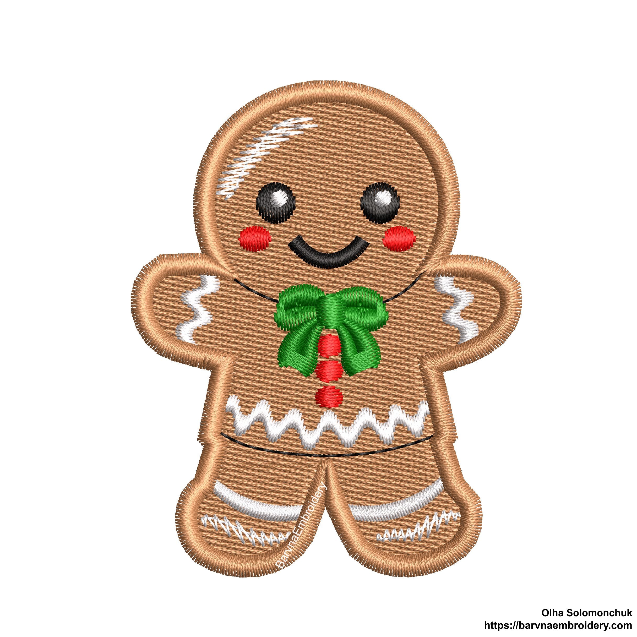 Festive Gingerbread Man Machine Embroidery Design for Christmas.