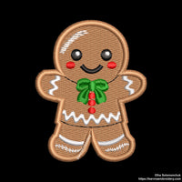 Festive Gingerbread Man Machine Embroidery Design for Christmas.