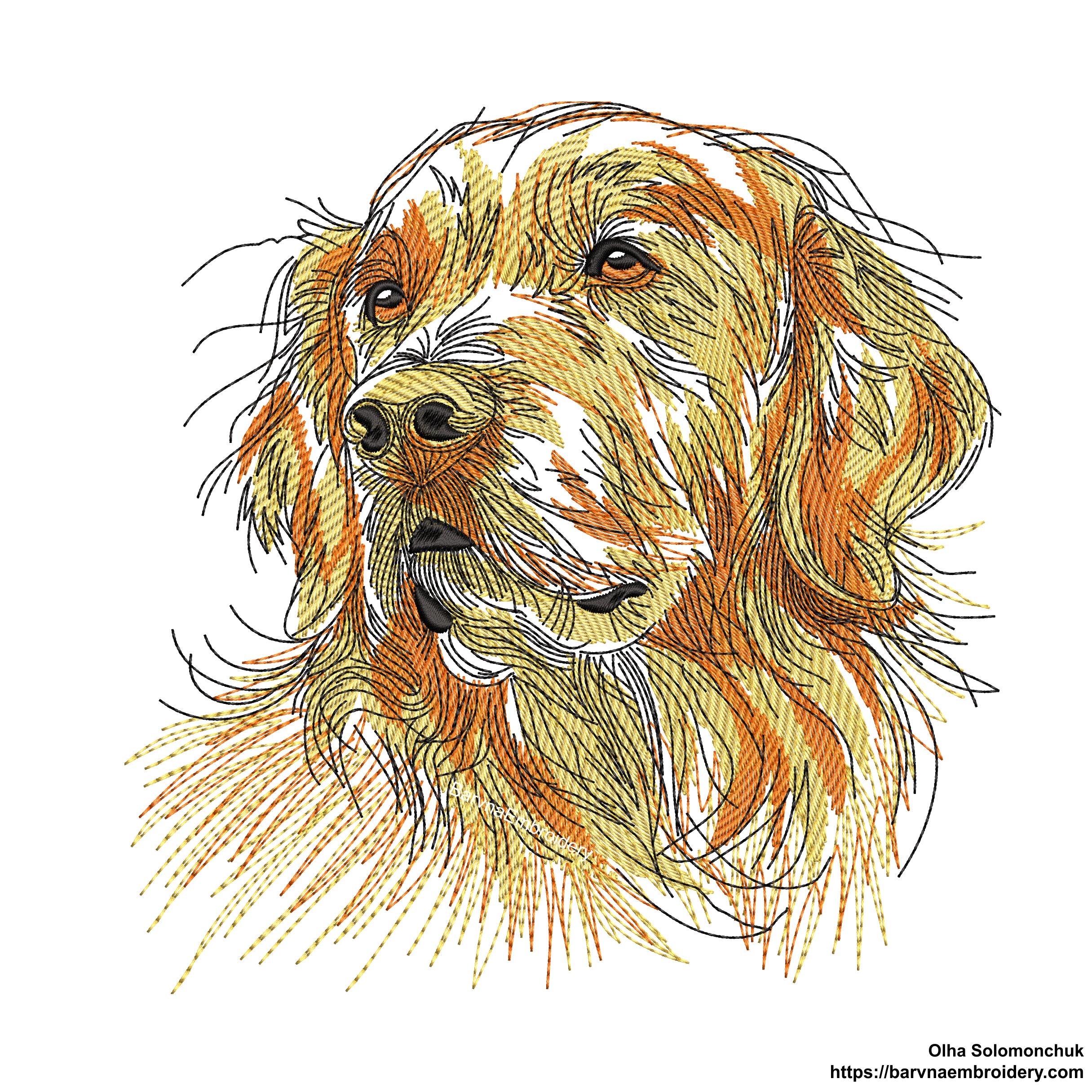 Golden Retriever Digital Machine Embroidery Design. – BarvnaEmbroidery