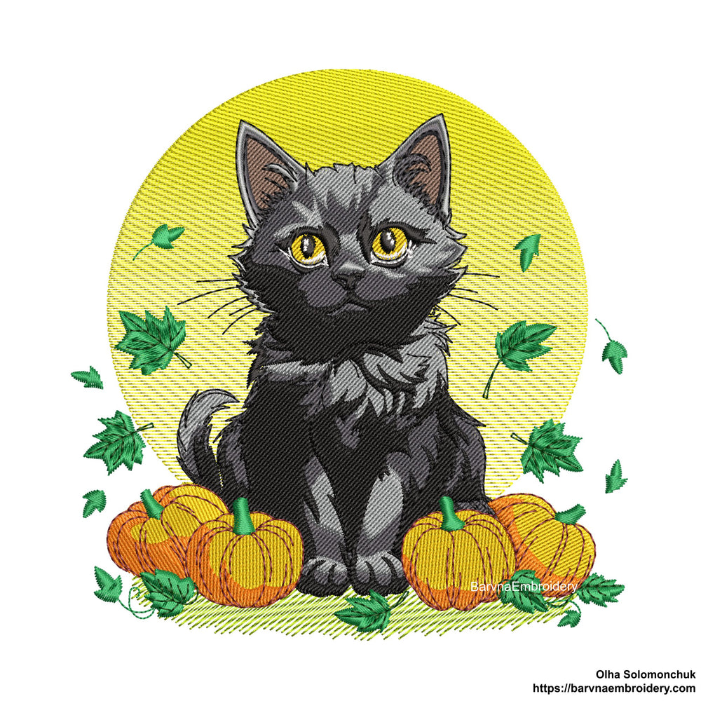 Halloween cat Machine embroidery designs, Halloween embroidery file, Digital download