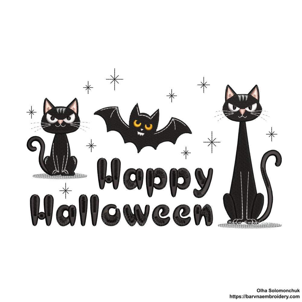 Halloween machine embroidery design with festive elements – perfect for spooky seasonal sewing projects.