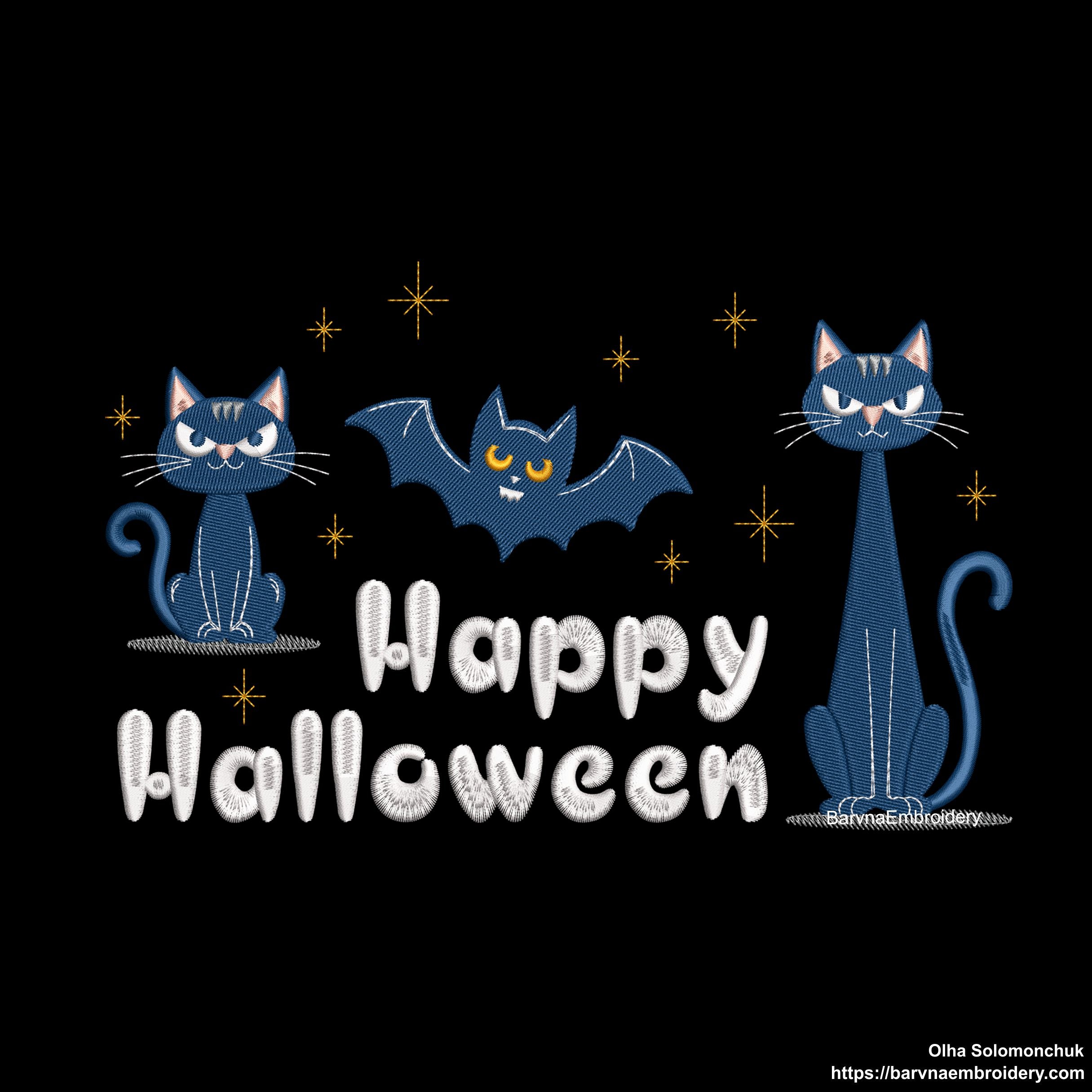 Halloween machine embroidery design with festive elements – perfect for spooky seasonal sewing projects.