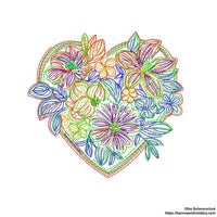 Flower Heart Machine embroidery designs, Love embroidery designs for machine, Valentines embroidery design, Instant download