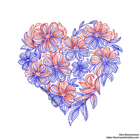 Flower Heart Machine embroidery designs, Love embroidery designs for machine, Valentines embroidery design, Instant download