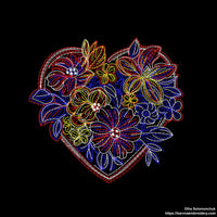 Flower Heart Machine embroidery designs, Love embroidery designs for machine, Valentines embroidery design, Instant download