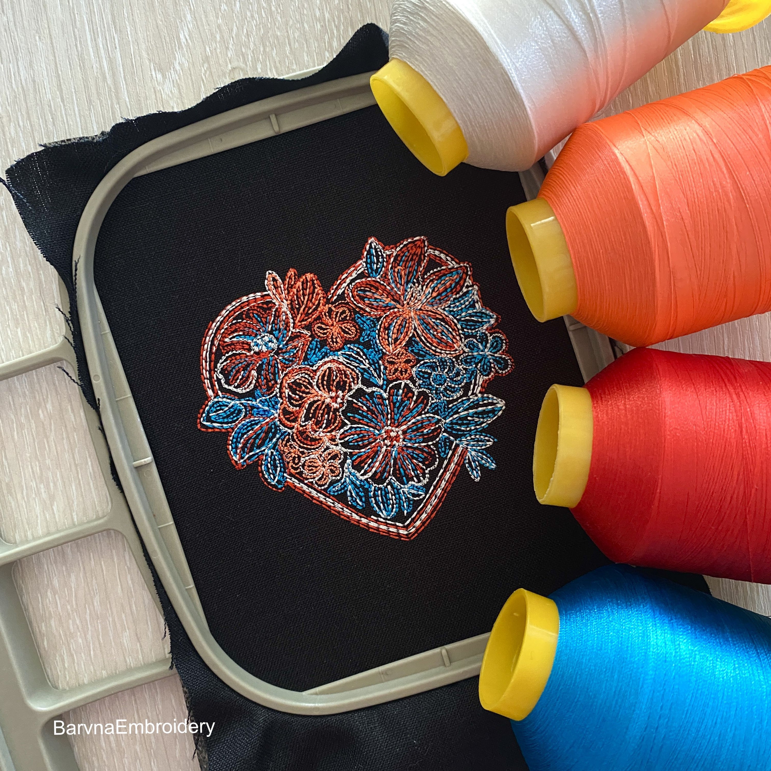 Flower Heart Machine embroidery designs. – BarvnaEmbroidery