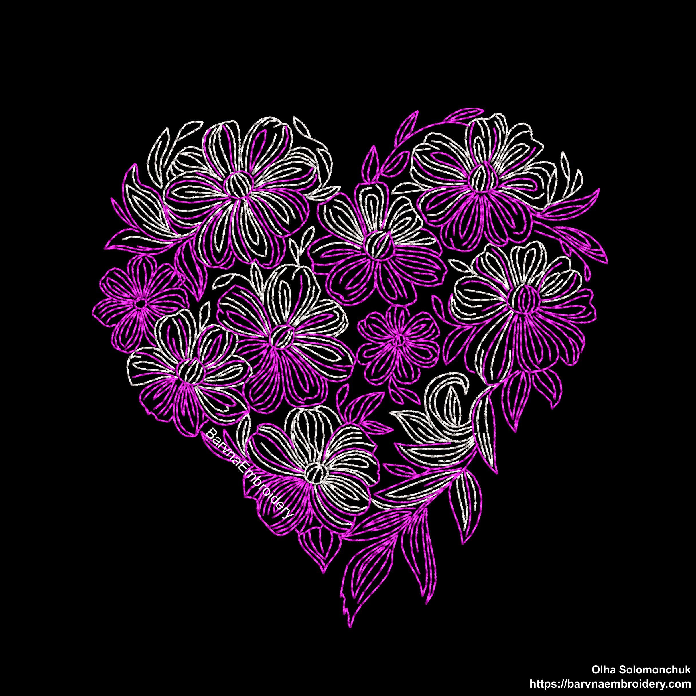 Flower Heart Machine embroidery designs, Love embroidery designs for machine, Valentines embroidery design, Instant download