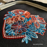 Flower Heart Machine embroidery designs, Love embroidery designs for machine, Valentines embroidery design, Instant download