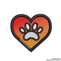 Heart paw Machine embroidery designs, Pet patch embroidery design, Instant download