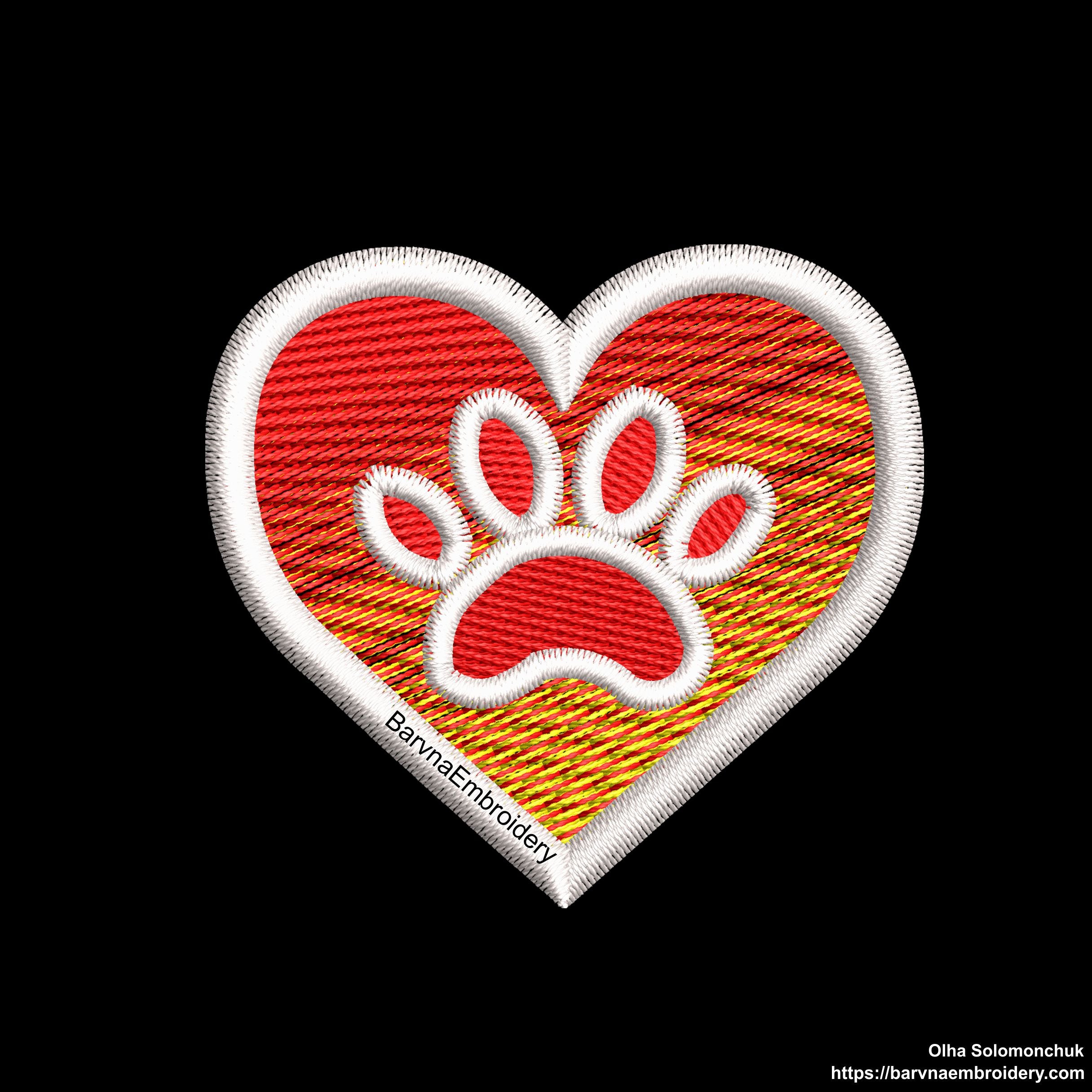 Heart paw Machine embroidery designs, Pet patch embroidery design, Instant download