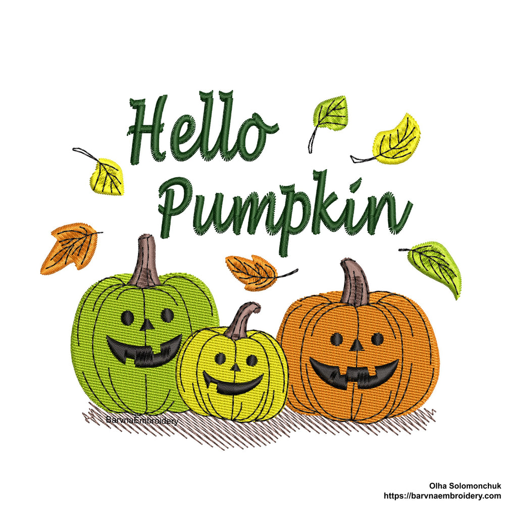 Pumpkin Embroidery designs for machine, Hello Pumpkin, Fall embroidery files, Digital download