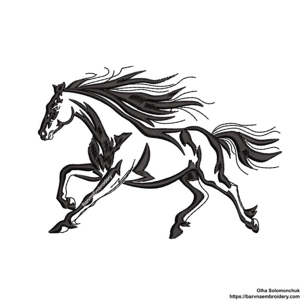 A running horse Machine embroidery designs.
