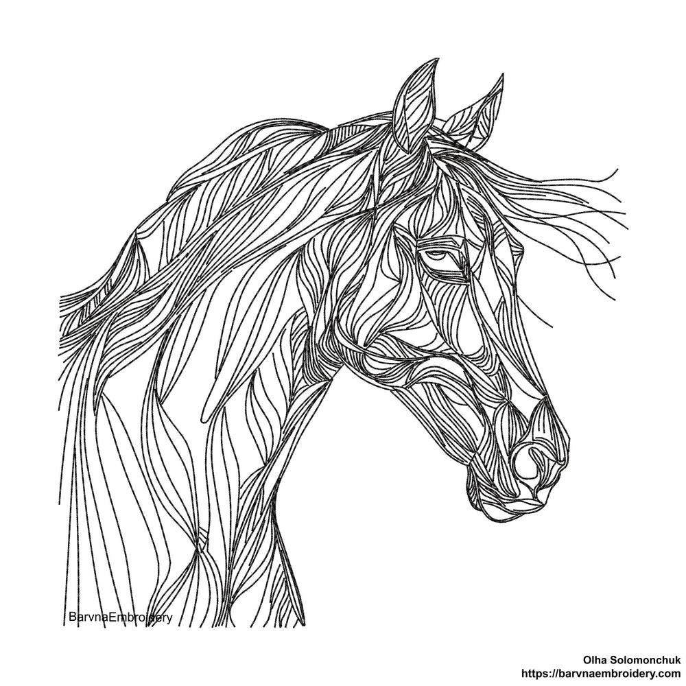 Horse Machine embroidery designs, Line art embroidery files.