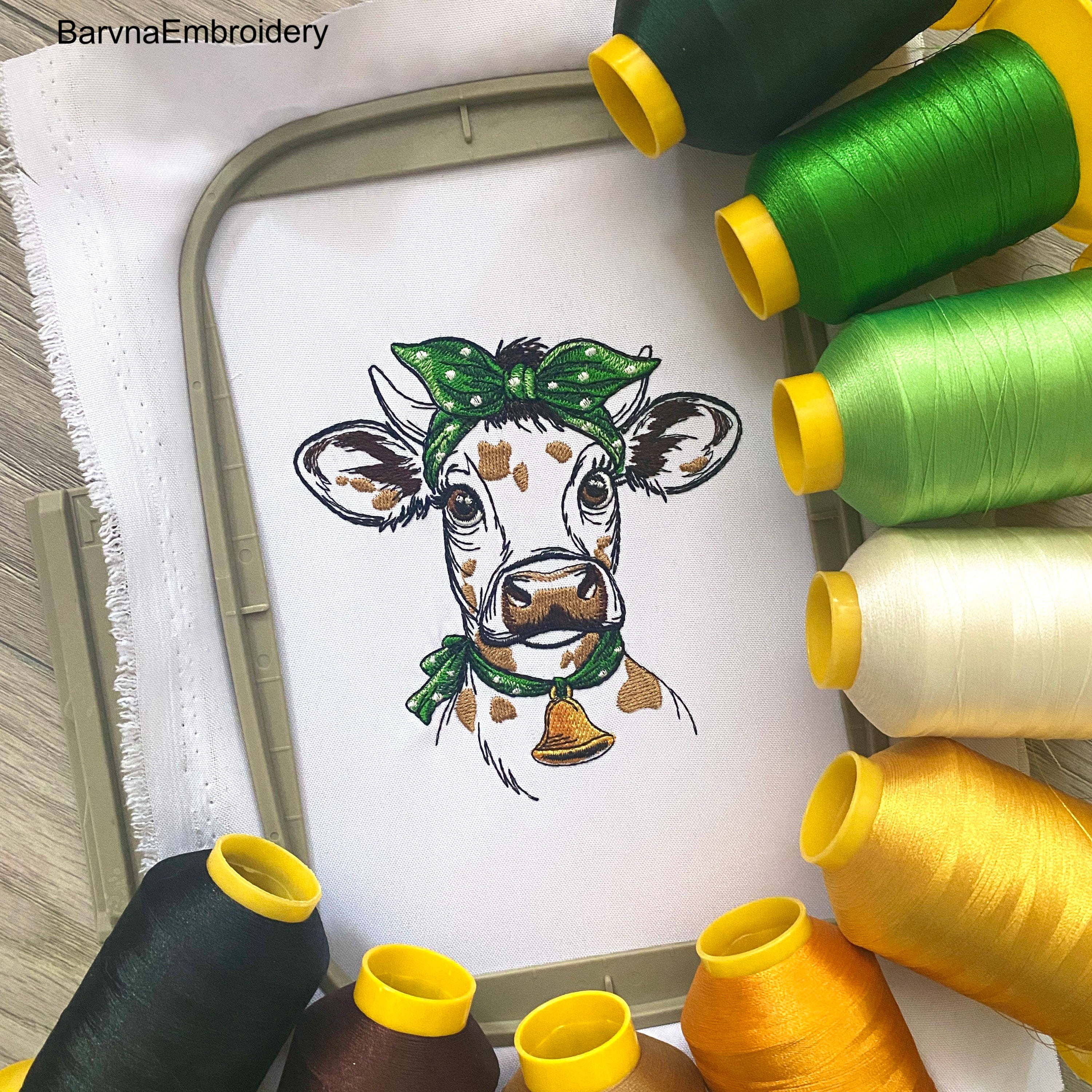 Cow Machine embroidery designs, Cow embroidery files, Instant download