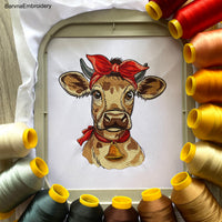 Cow Machine embroidery designs, Cow embroidery files, Instant download