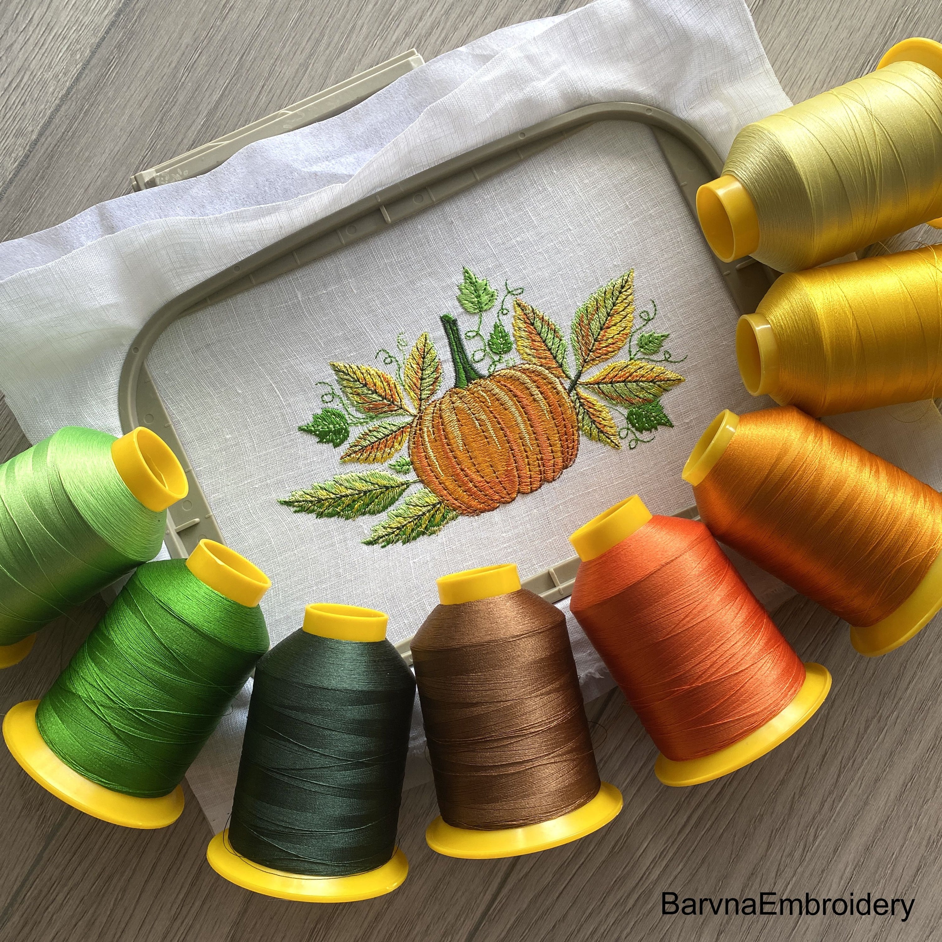 Autumn pumpkin embroidery designs.