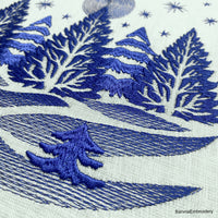 Christmas Embroidery designs for machine, Winter landscape embroidery.