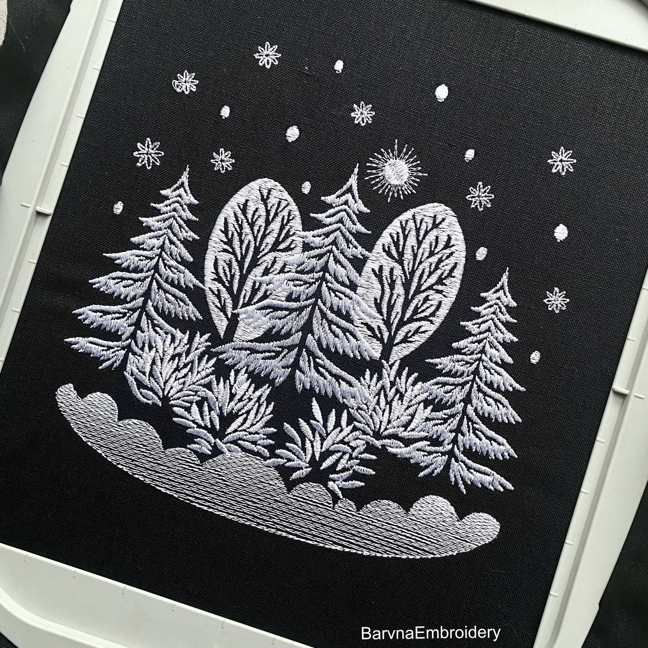 Christmas Embroidery designs for machine, Winter landscape embroidery file, Instant download, Digital download, Pes file embroidery, Dst file embroidery.