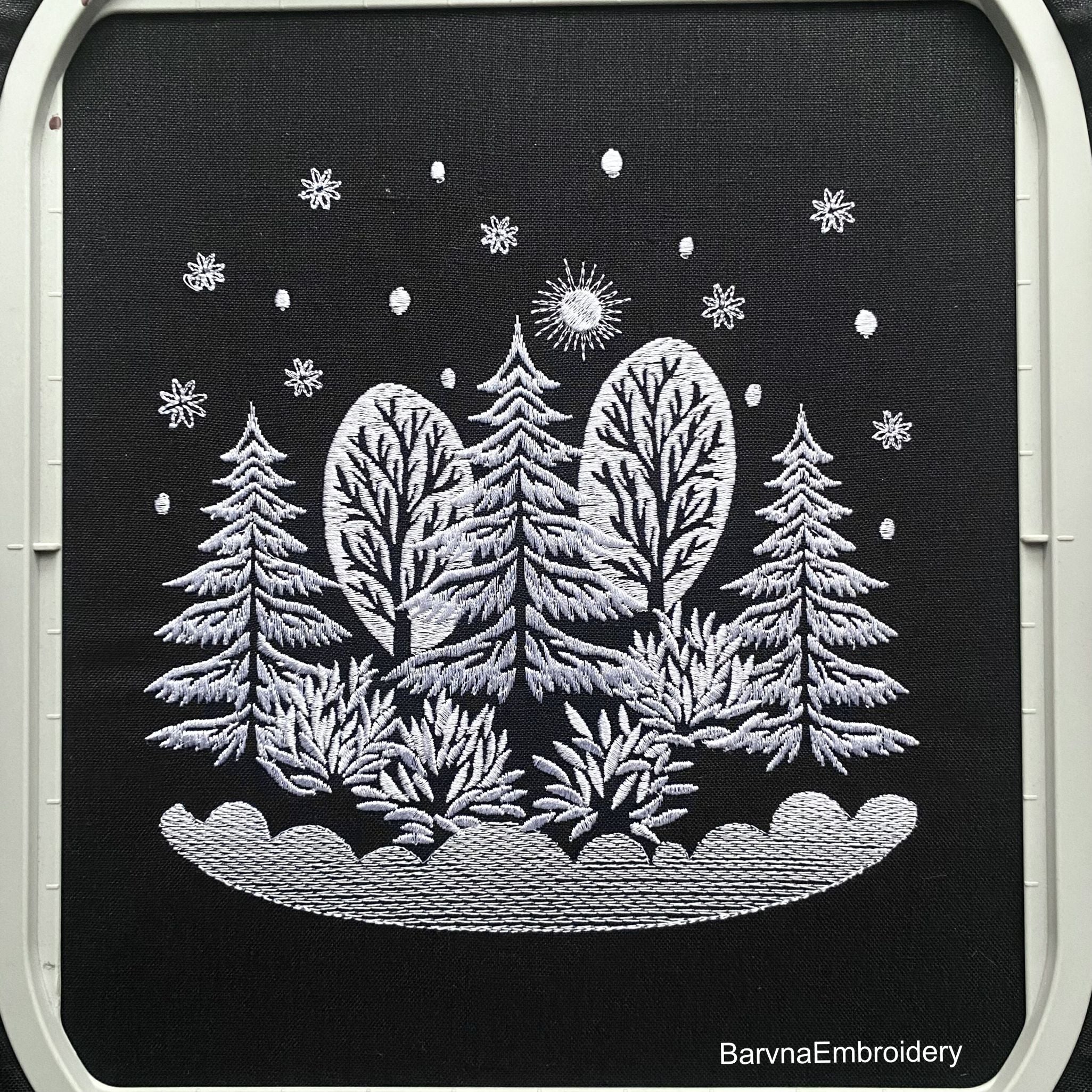 Christmas Embroidery designs for machine, Winter landscape embroidery file, Instant download, Digital download, Pes file embroidery, Dst file embroidery.