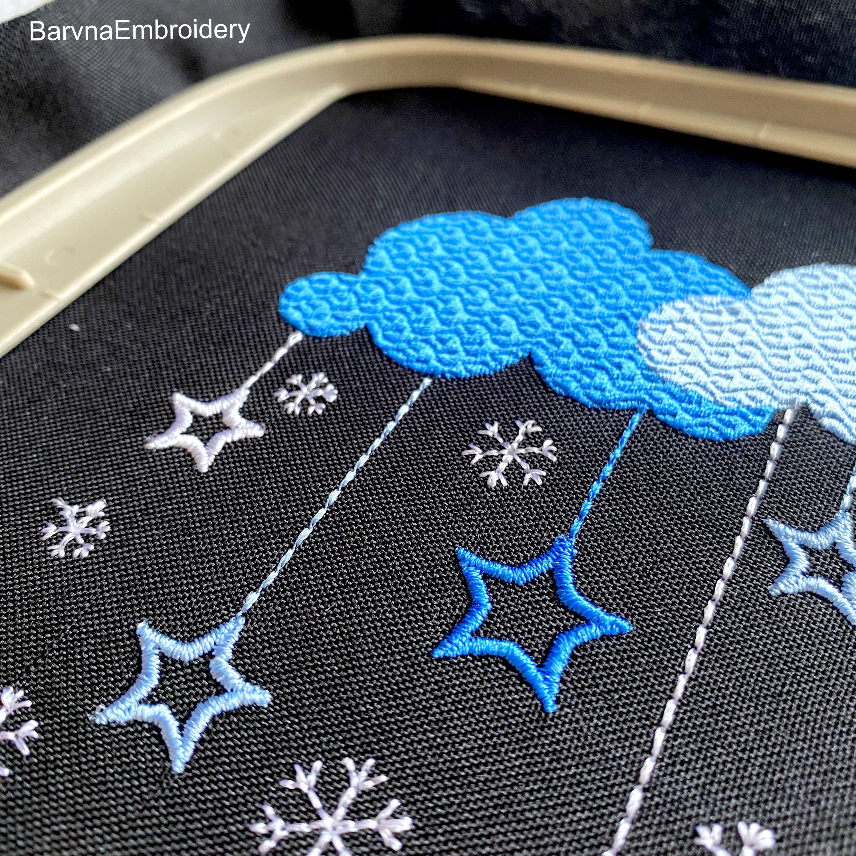 Winter machine embroidery designs, Snowflakes, Clouds, Stars.