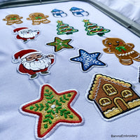 Festive Gingerbread Man Machine Embroidery Design for Christmas.