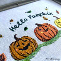 Pumpkin Embroidery designs for machine, Hello Pumpkin, Fall embroidery files, Digital download