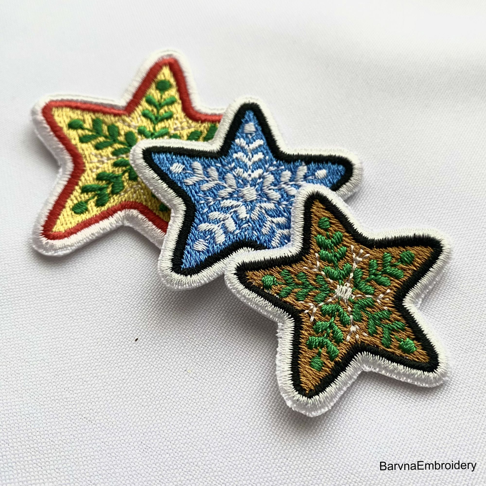Christmas star Patch Machine Embroidery Design, Instant download