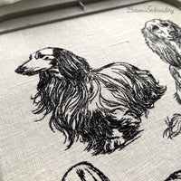 Long haired dachshund line art machine embroidery design in single color digital file for instant download.