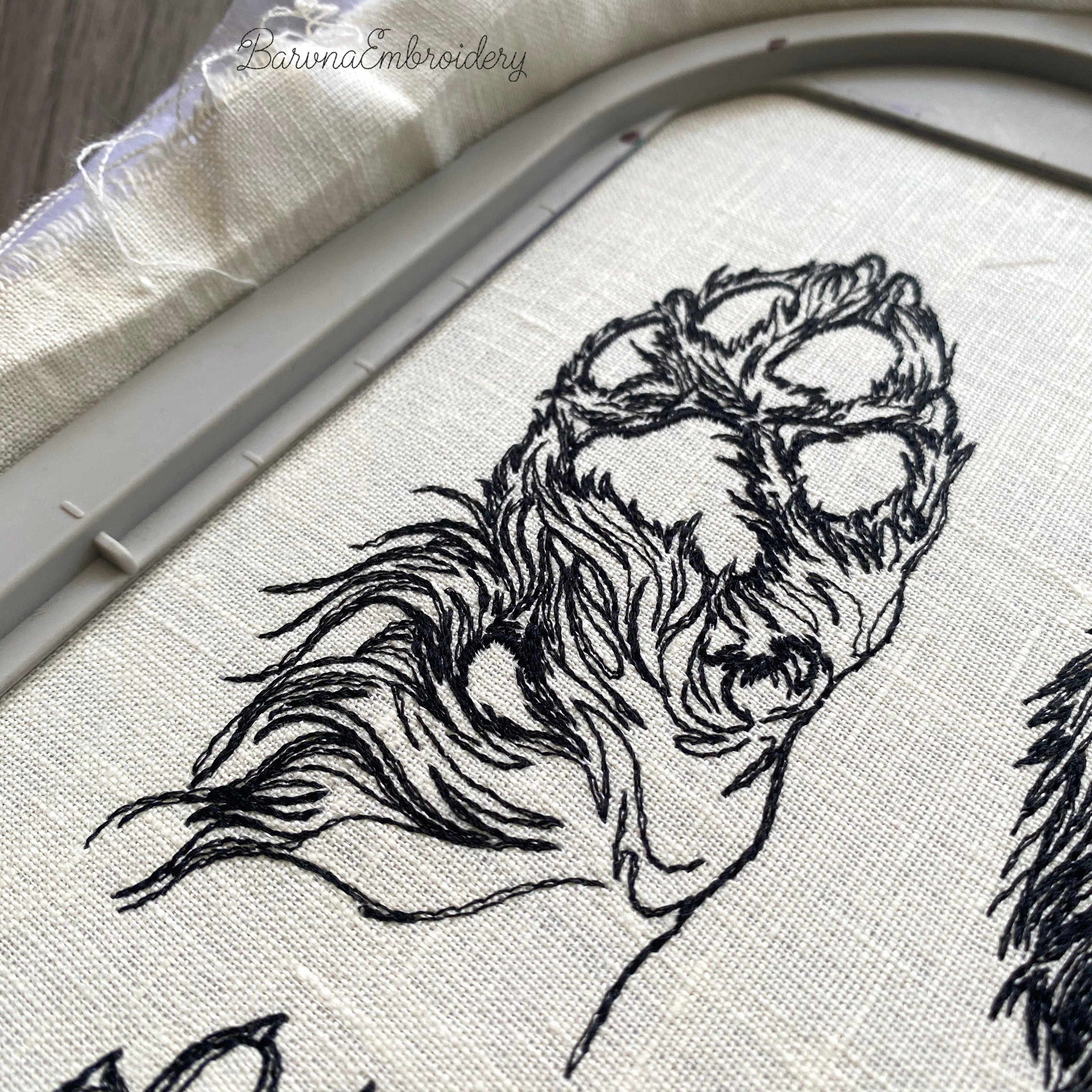 Long haired dachshund line art machine embroidery bundle with fourteen designs.