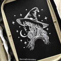 Witch Machine embroidery design, Helloween embroidery files, Digital download