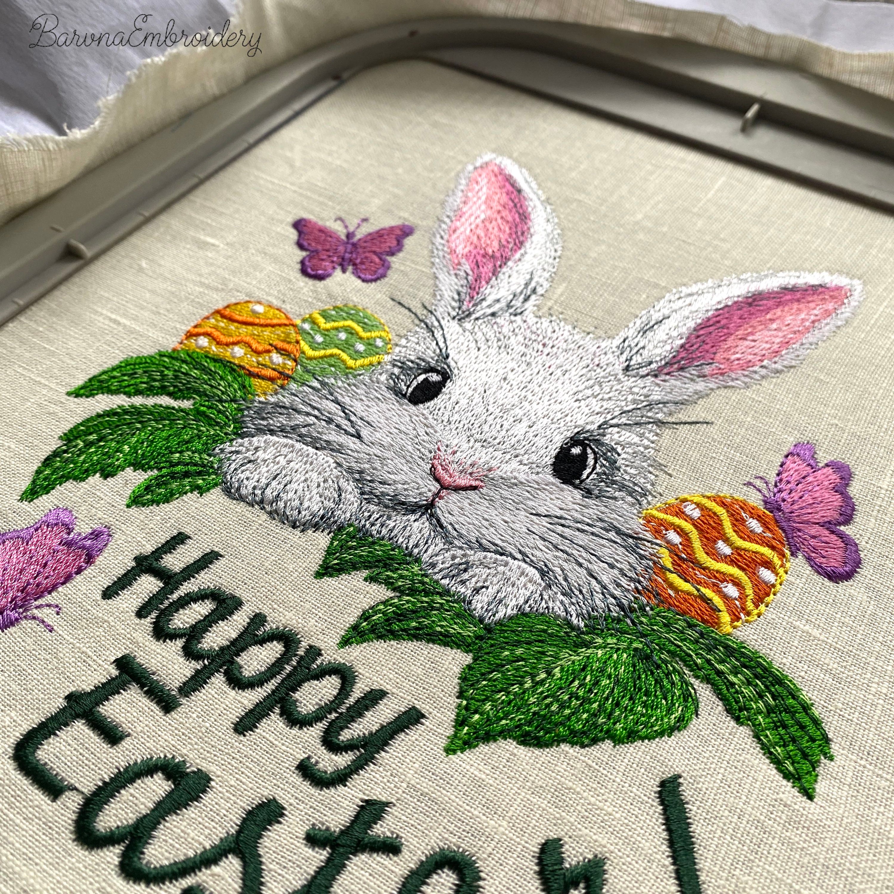 Easter bunny embroidery bundle with eight spring holiday machine embroidery designs