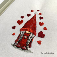 Valentines gnome girl Machine embroidery designs, Machine embroidery designs, Machine embroidery files, Valentines embroidery design, Gnome embroidery designs, Gnome embroidery files, Gnome firl embroidery design, Instant download, Digital dovnload,