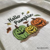 Pumpkin Embroidery designs for machine, Hello Pumpkin, Fall embroidery files, Digital download