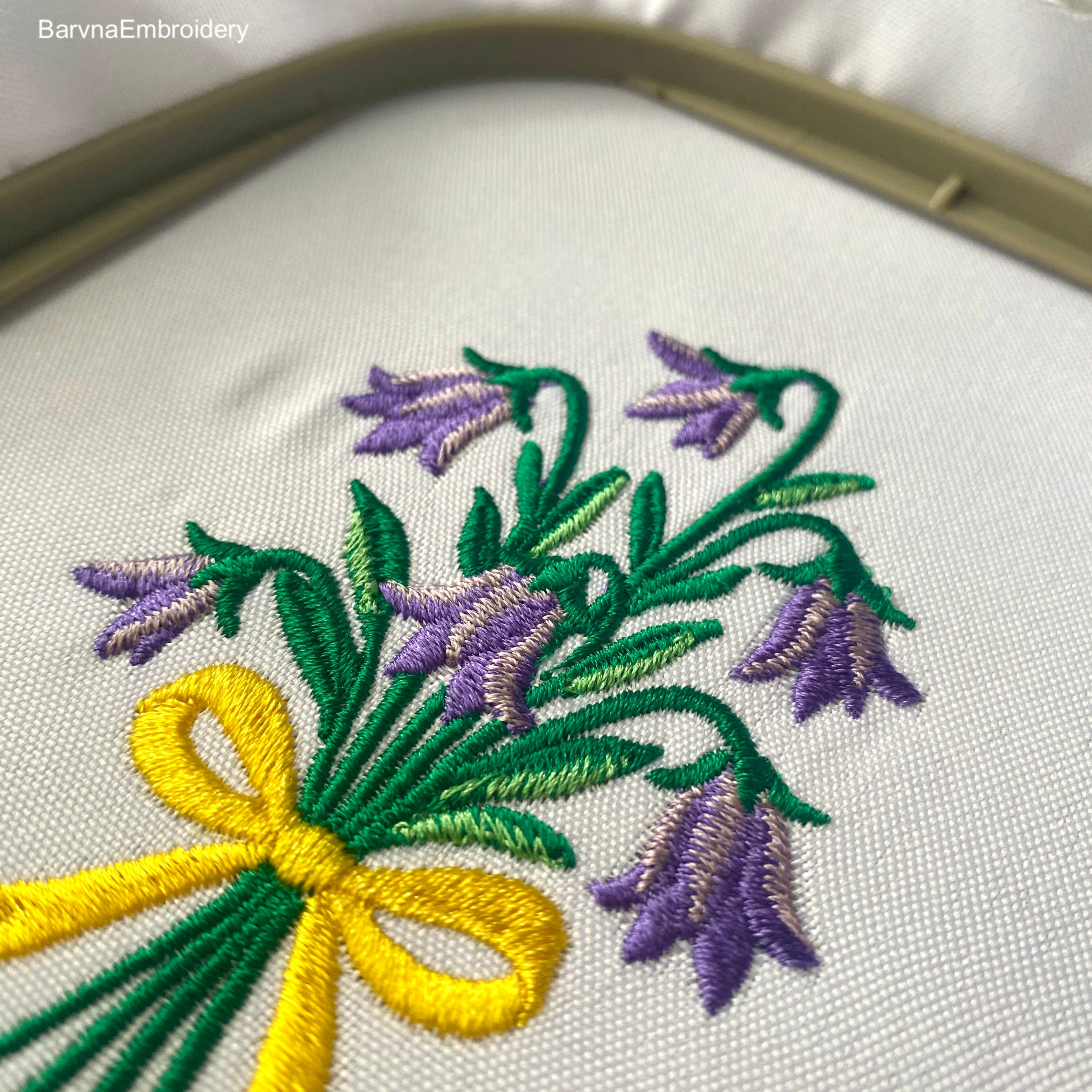 Bouquet of Bellflower Machine Embroidery Design, Flowers Embroidery File, Instant Download