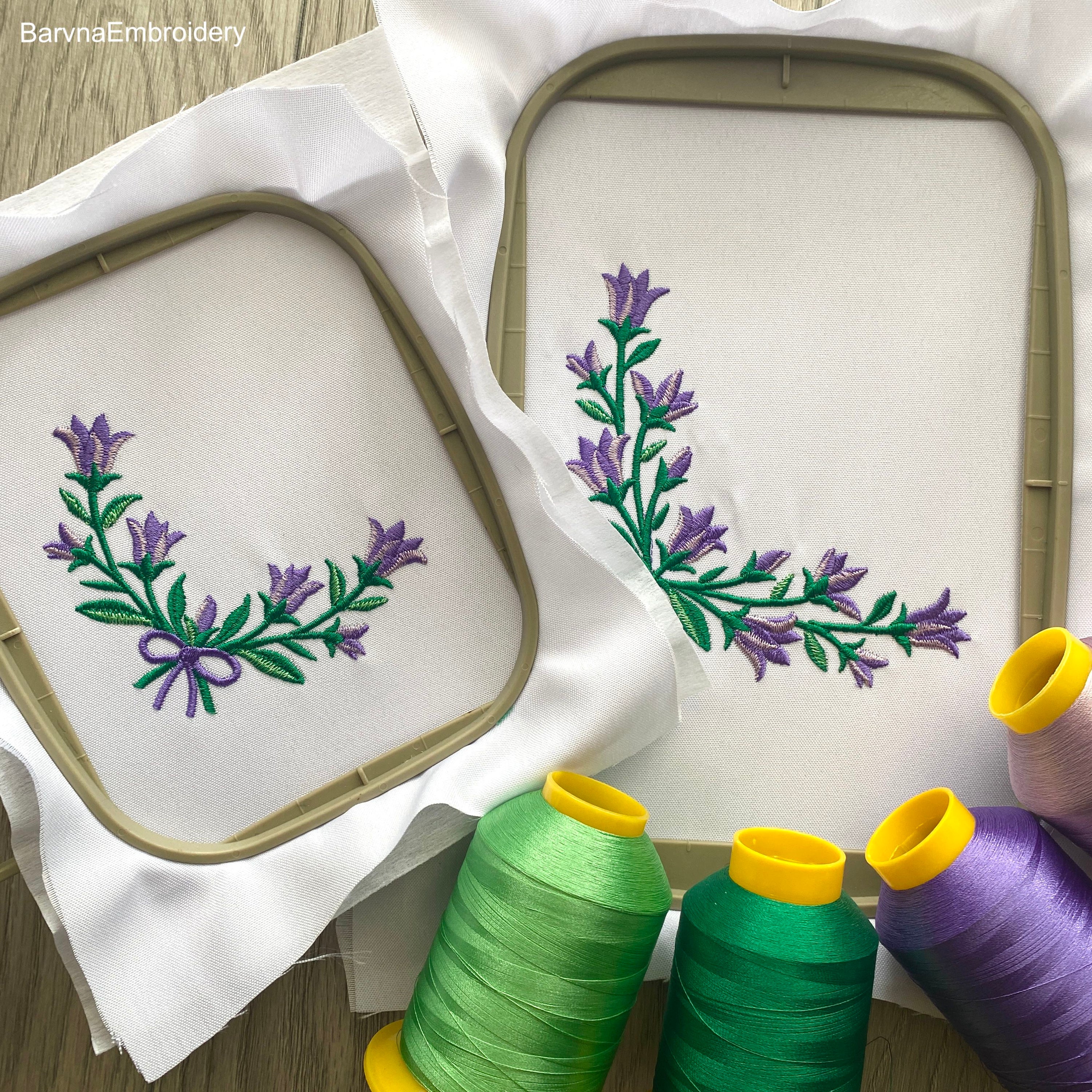 Bellflower Corner Machine Embroidery Design