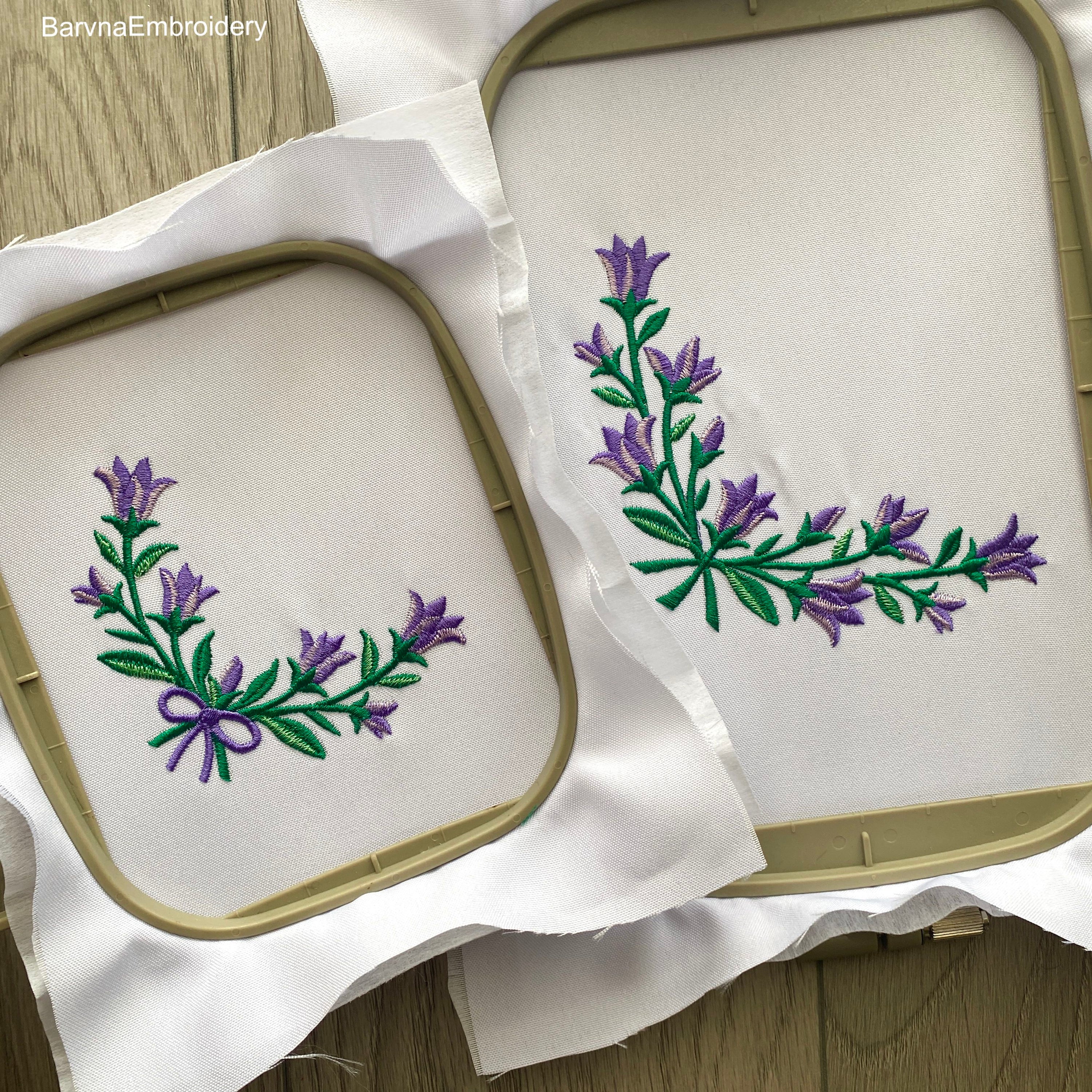 Bellflower Corner Machine Embroidery Design