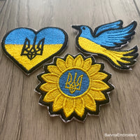 Sunflower Ukrainian flag embroidery design with satin border – ideal as a patch or for shirts, bags, and patriotic decor.