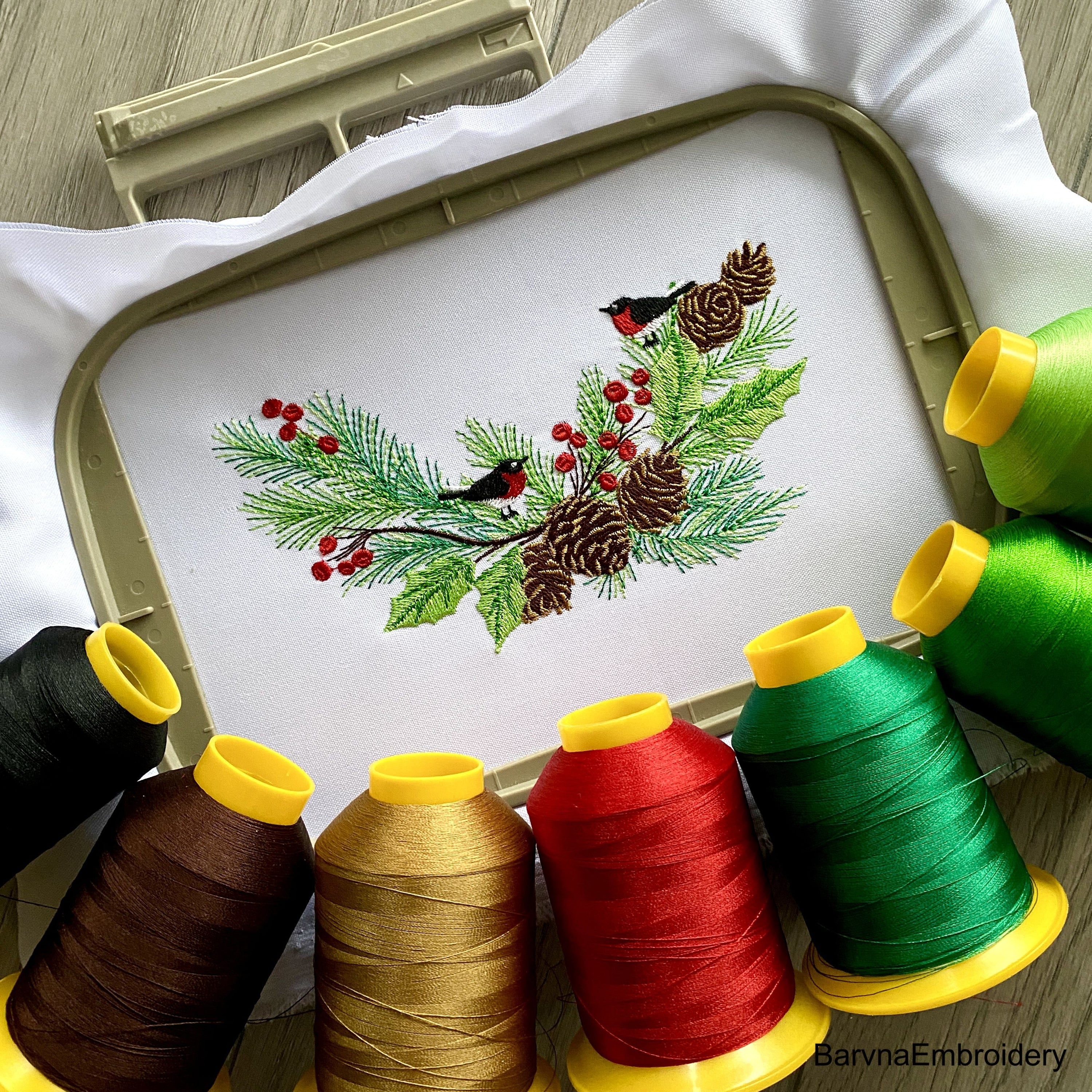 Christmas wreath Machine embroidery designs, Pine cone branch embroidery design, Instant download, Winter embroidery design, Christmas embroidery design