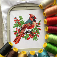 Cardinal bird Machine Embroidery designs, Red bird embroidery designs, Instant download.